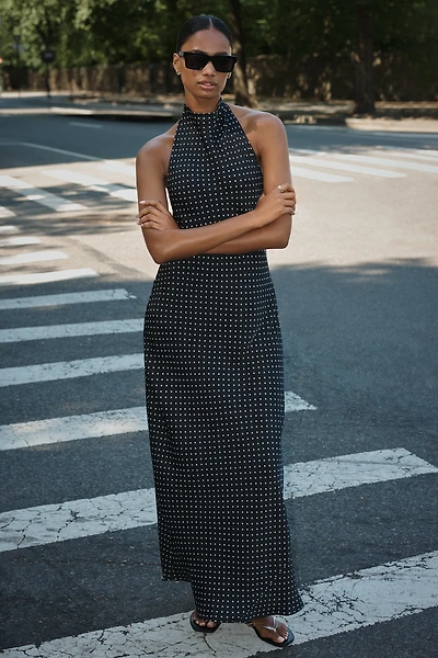 Jamie Satin Halter Maxi Dress by Maeve