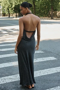 Jamie Satin Halter Maxi Dress by Maeve