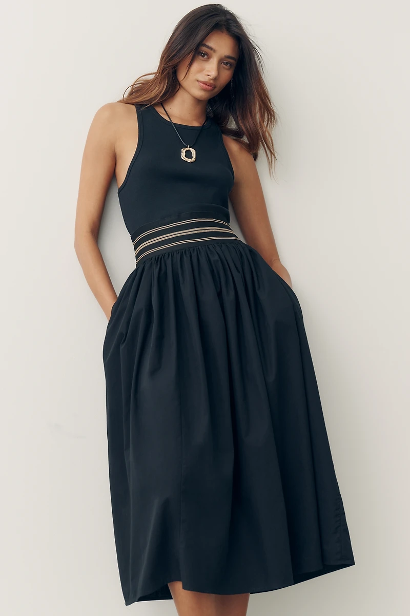 By Anthropologie Banded Twofer Midi Dress
