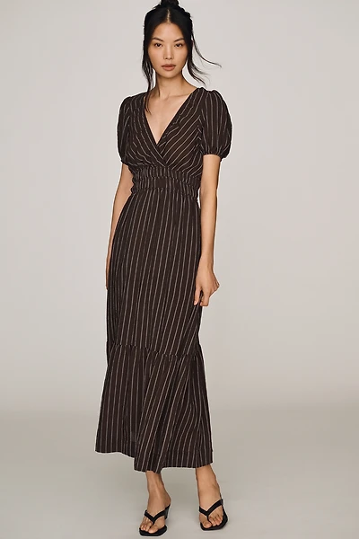 By Anthropologie Puff Sleeve Waisted Maxi Dress