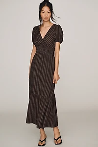 By Anthropologie Puff Sleeve Waisted Maxi Dress