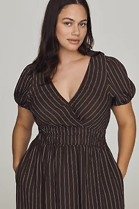 By Anthropologie Puff Sleeve Waisted Maxi Dress