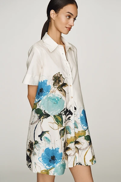 by Anthropologie Pollie 100% Cotton Swing Dress Leigh Viner