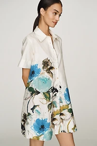 by Anthropologie Pollie 100% Cotton Swing Dress Leigh Viner