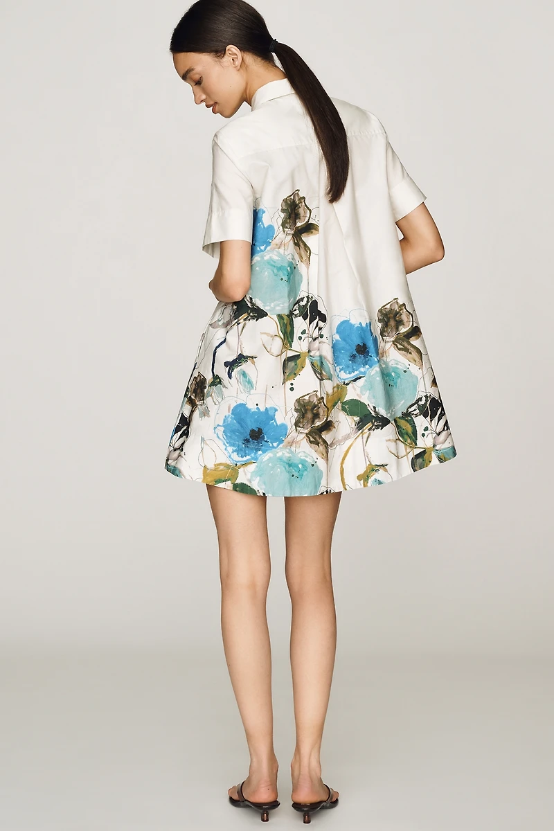 by Anthropologie Pollie 100% Cotton Swing Dress Leigh Viner
