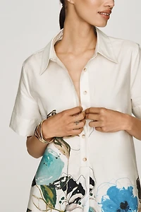 by Anthropologie Pollie 100% Cotton Swing Dress Leigh Viner