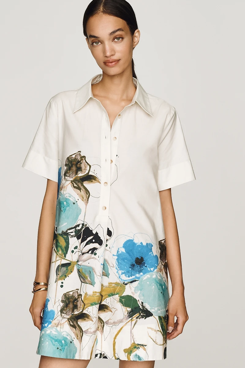 by Anthropologie Pollie 100% Cotton Swing Dress Leigh Viner