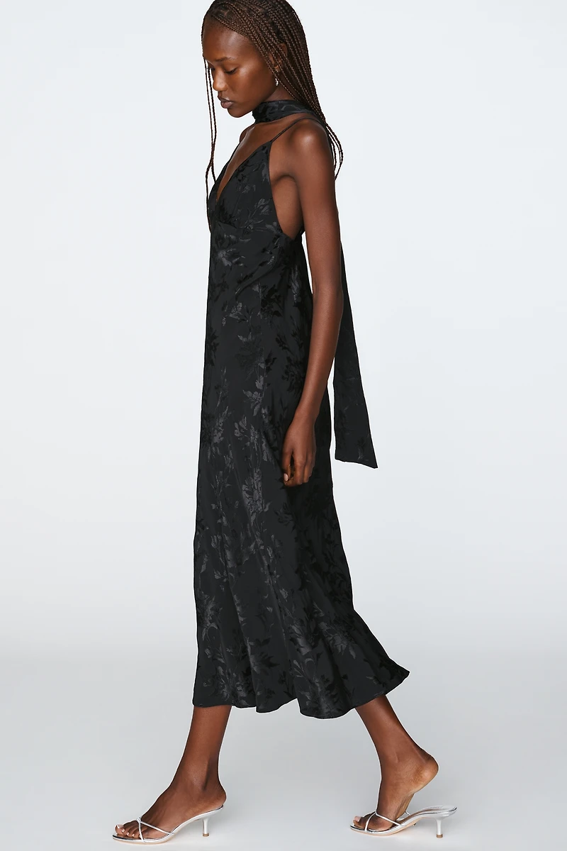 Maeve Clara Scarf-Neck Jacquard Midi Dress
