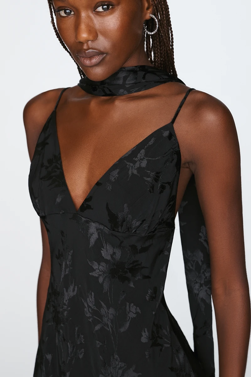 Maeve Clara Scarf-Neck Jacquard Midi Dress