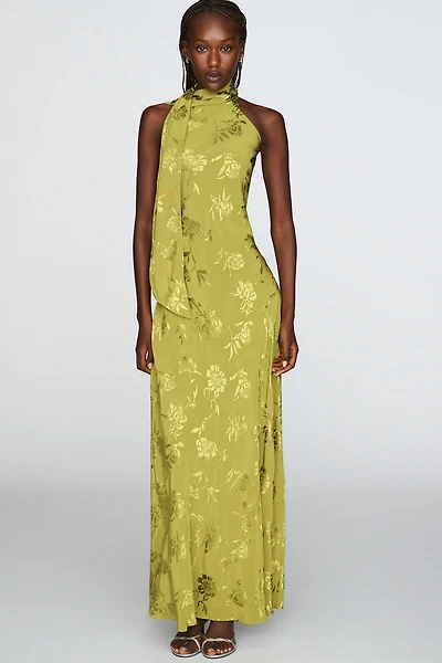 By Anthropologie Jacquard Halter Midi Dress