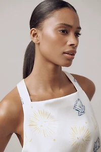 Nephthys Illustrated x Maeve Sleeveless Square-Neck Shift Mini Dress