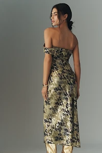 By Anthropologie One-Shoulder Printed Slim Midi Dress