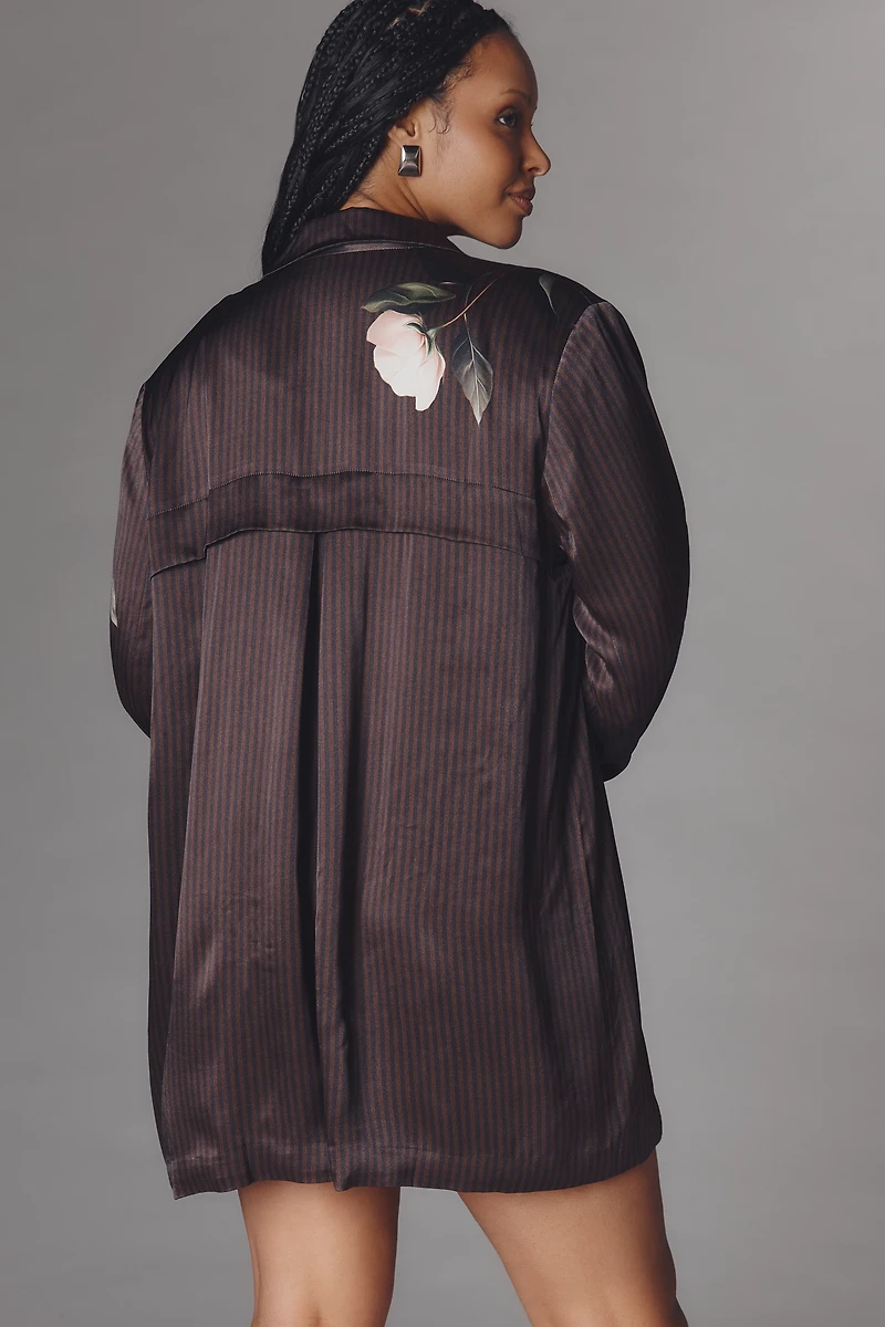 By Anthropologie Printed Silky Blazer Mini Dress