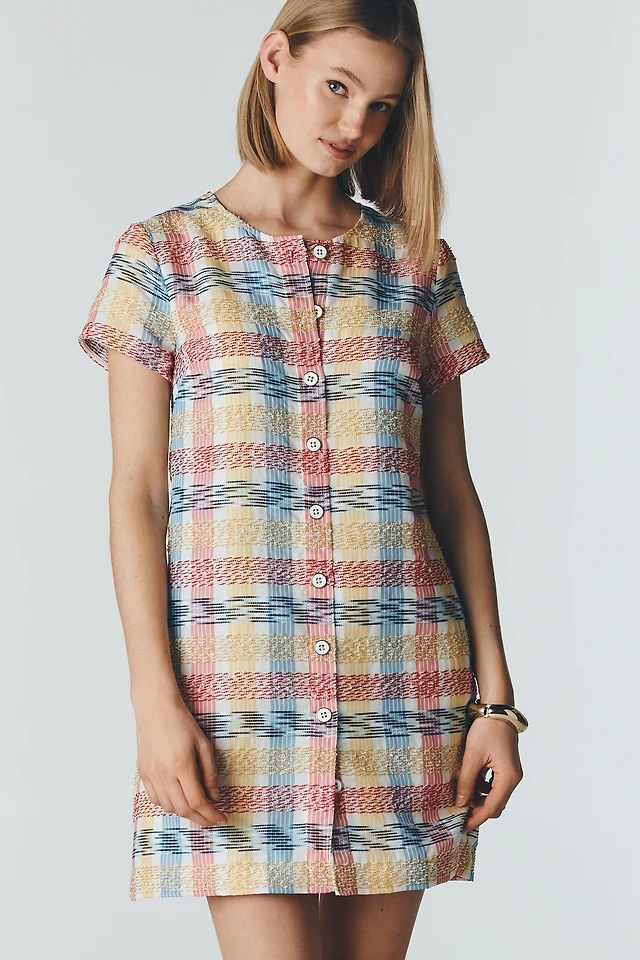 pilcro denim mini shift dress Pilcro Scoop-Neck Denim Shift Mini Dress