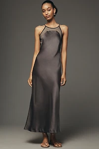 Maeve Mesh Satin Slip Dress