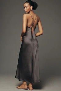 Maeve Mesh Satin Slip Dress