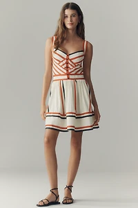 By Anthropologie Linen Geometric Print Mini Dress