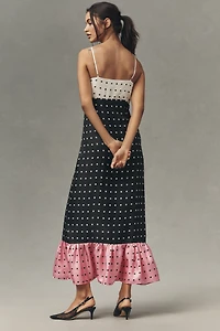 Maude Penelope Sleeveless Bow Ruffle Silk Maxi Dress