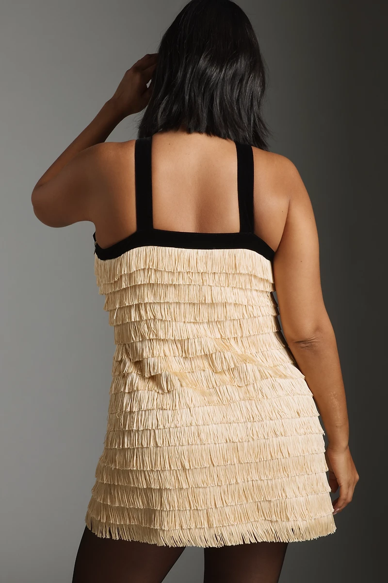 Maude Autumn Fringe Bow Mini Dress