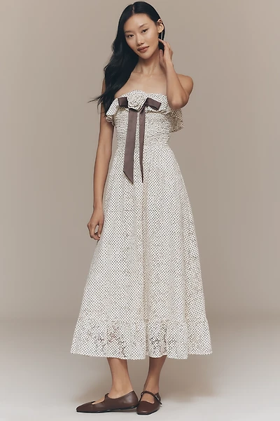 Maude Club Pippa Strapless Smocked Maxi Dress