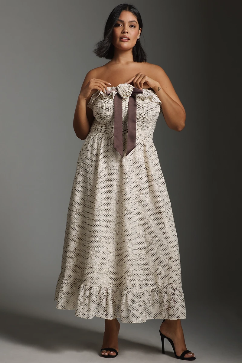 Maude Club Pippa Strapless Smocked Maxi Dress