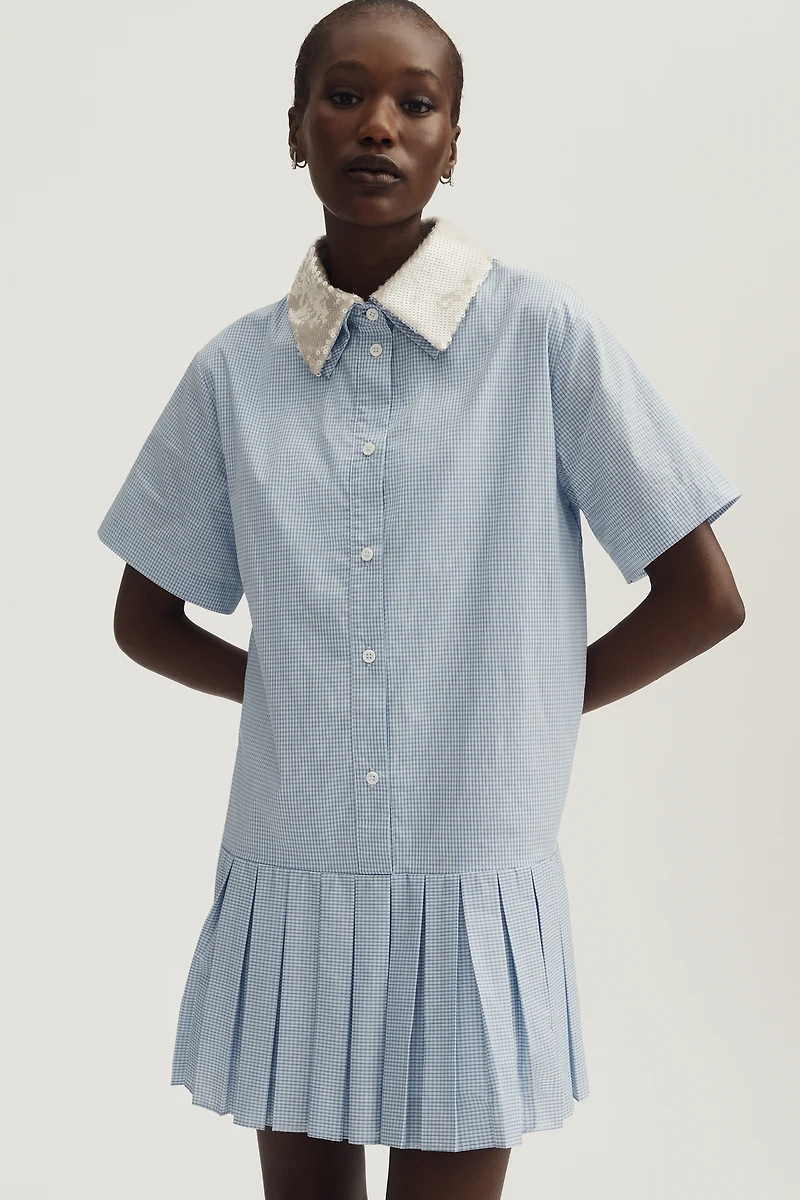 Maude Club Dalton Pleated Mini Shirtdress