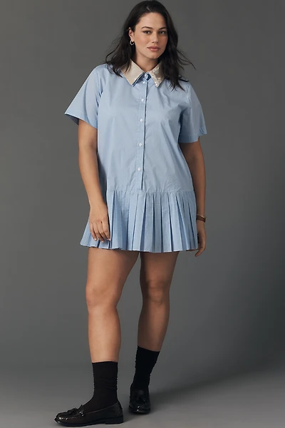 Maude Dalton Pleated Mini Shirt Dress