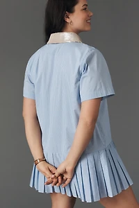 Maude Dalton Pleated Mini Shirt Dress
