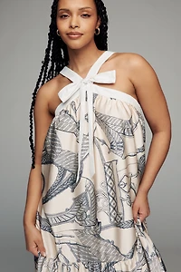 Maude Bobbi Halter Bow Maxi Dress