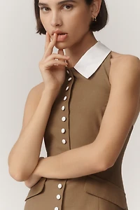 Maude Leon Sleeveless Collared Mini Dress