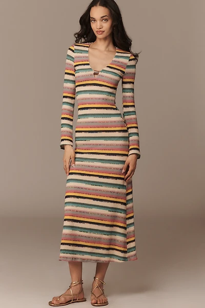 Maude Priscilla Long-Sleeve Scoop Midi Dress