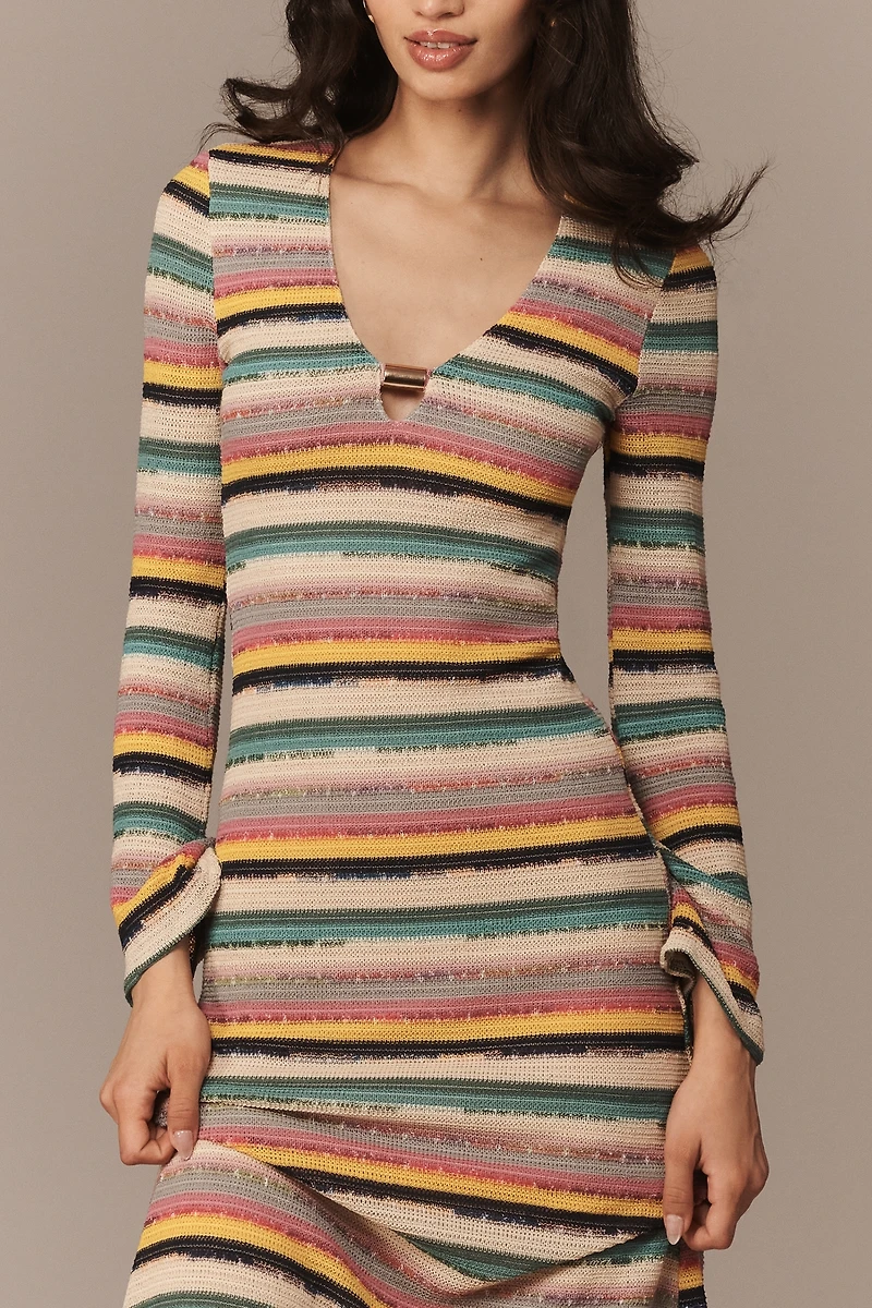 Maude Priscilla Long-Sleeve Scoop Midi Dress