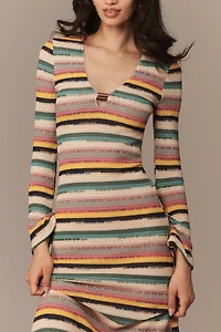 Maude Priscilla Long-Sleeve Scoop Midi Dress