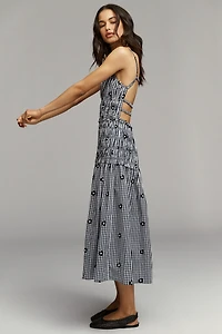 Maude Madison Smocked Drop-Waist Midi Dress