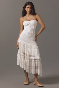 Mare Strapless Corset Asymmetric Midi Dress