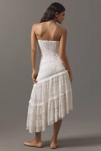 Mare Strapless Corset Asymmetric Midi Dress