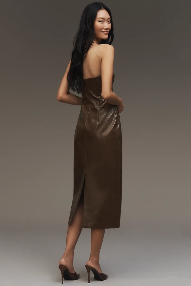 Mare Faux Leather Strapless Slim Midi Dress | Hawthorn Mall Mare Faux Leather Strapless Slim Midi Dress | Hawthorn Mall