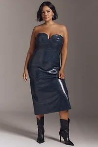 Mare Faux-Leather Strapless Slim Midi Dress