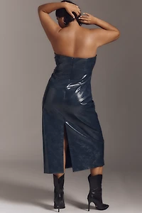Mare Faux-Leather Strapless Slim Midi Dress