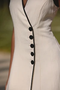 Mare Sleeveless Linen Blend Wrap Midi Dress