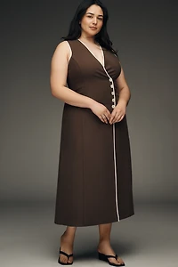 Mare Sleeveless Linen Blend Wrap Midi Dress