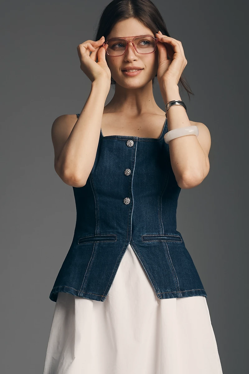 Mare Twofer Denim Vest Maxi Dress