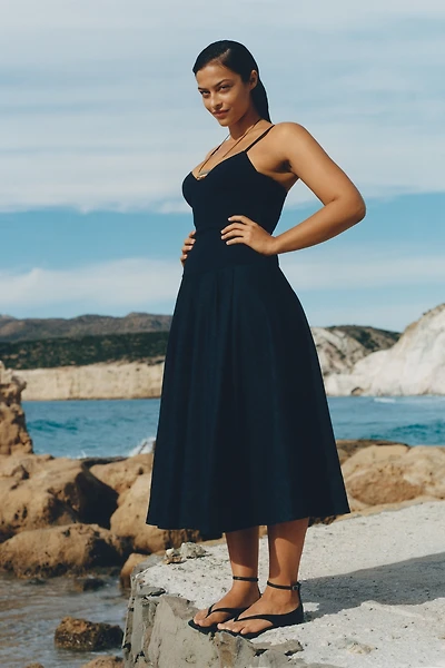 Mare Knit Denim Twofer Midi Dress