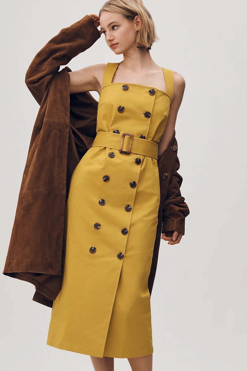 Mare Belted Utility Midi Trench Dress