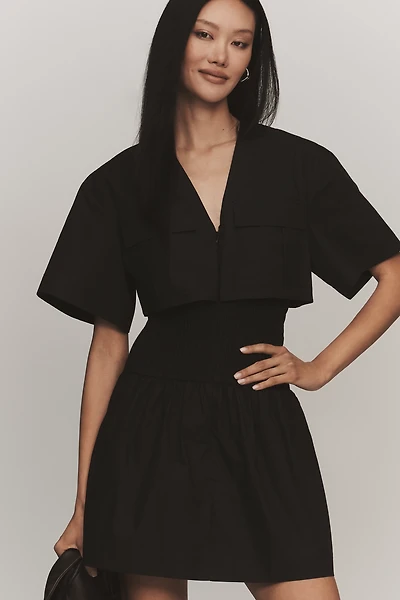Mare Utility Short-Sleeve Mini Shirt Dress