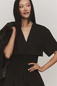 Mare Utility Short-Sleeve Mini Shirt Dress