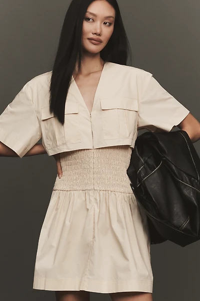Mare Utility Short-Sleeve Mini Shirt Dress