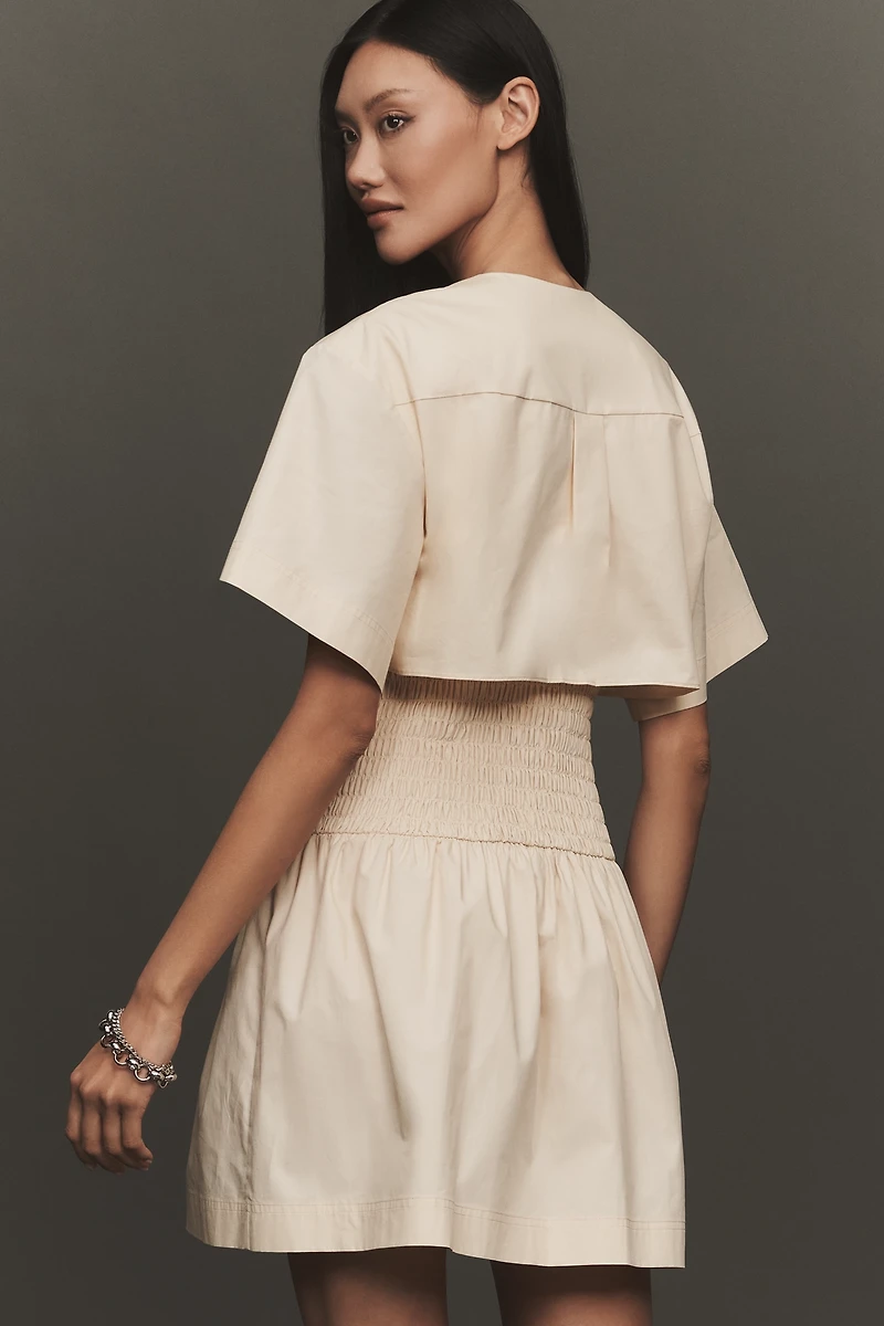 Mare Utility Short-Sleeve Mini Shirt Dress