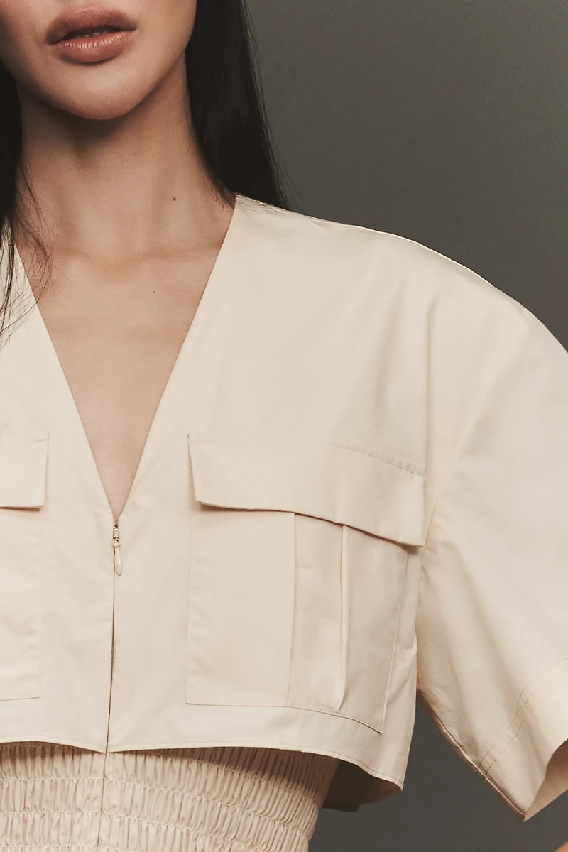 Mare Utility Short-Sleeve Mini Shirt Dress