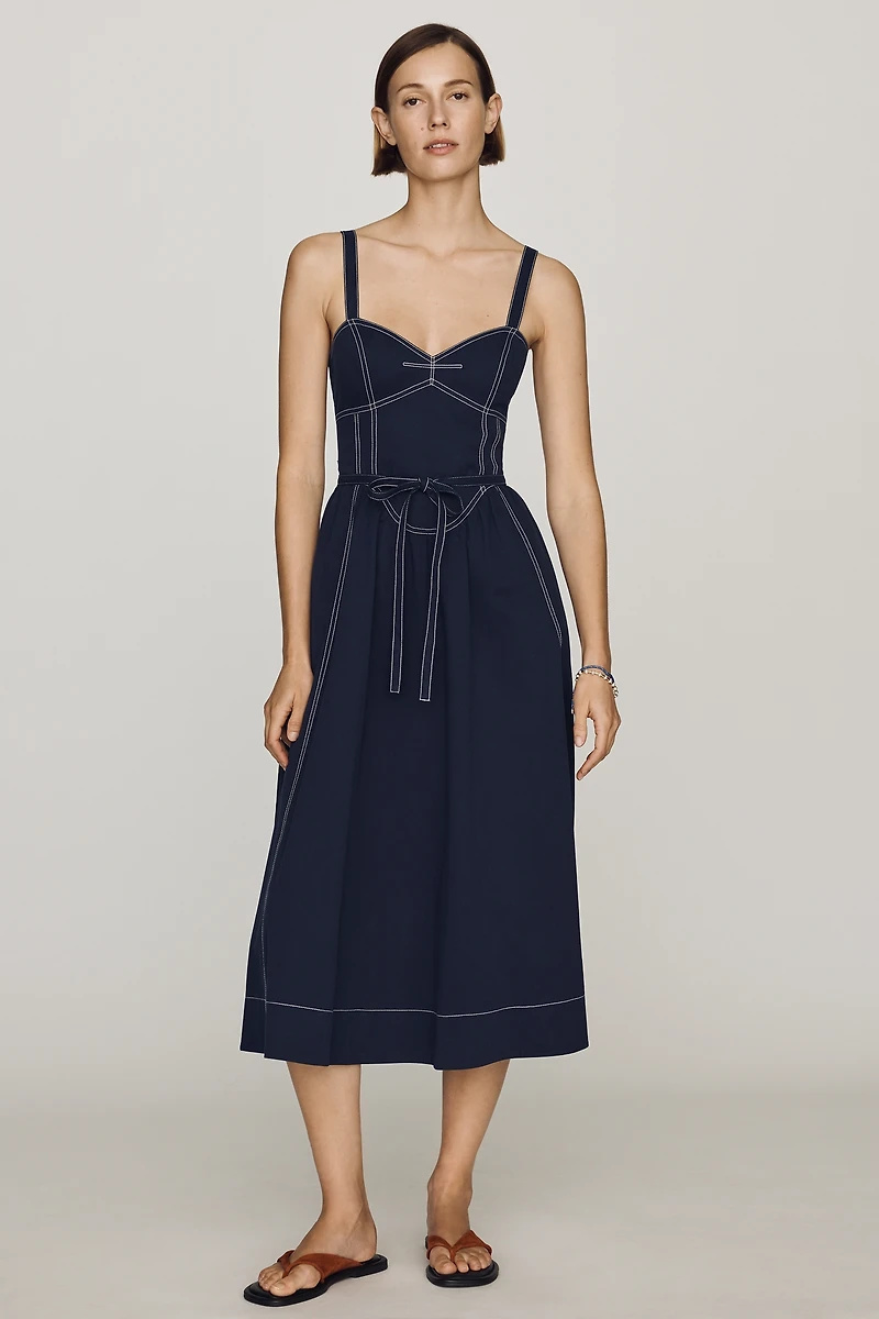 Mare Cotton Seamed Midi Dress